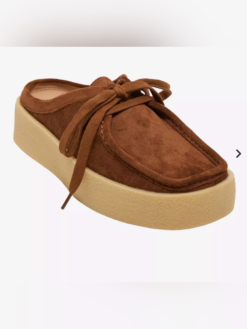 NEW- Dirty Laundry Brown Suede Platform Mule with Lace Tie-7.5